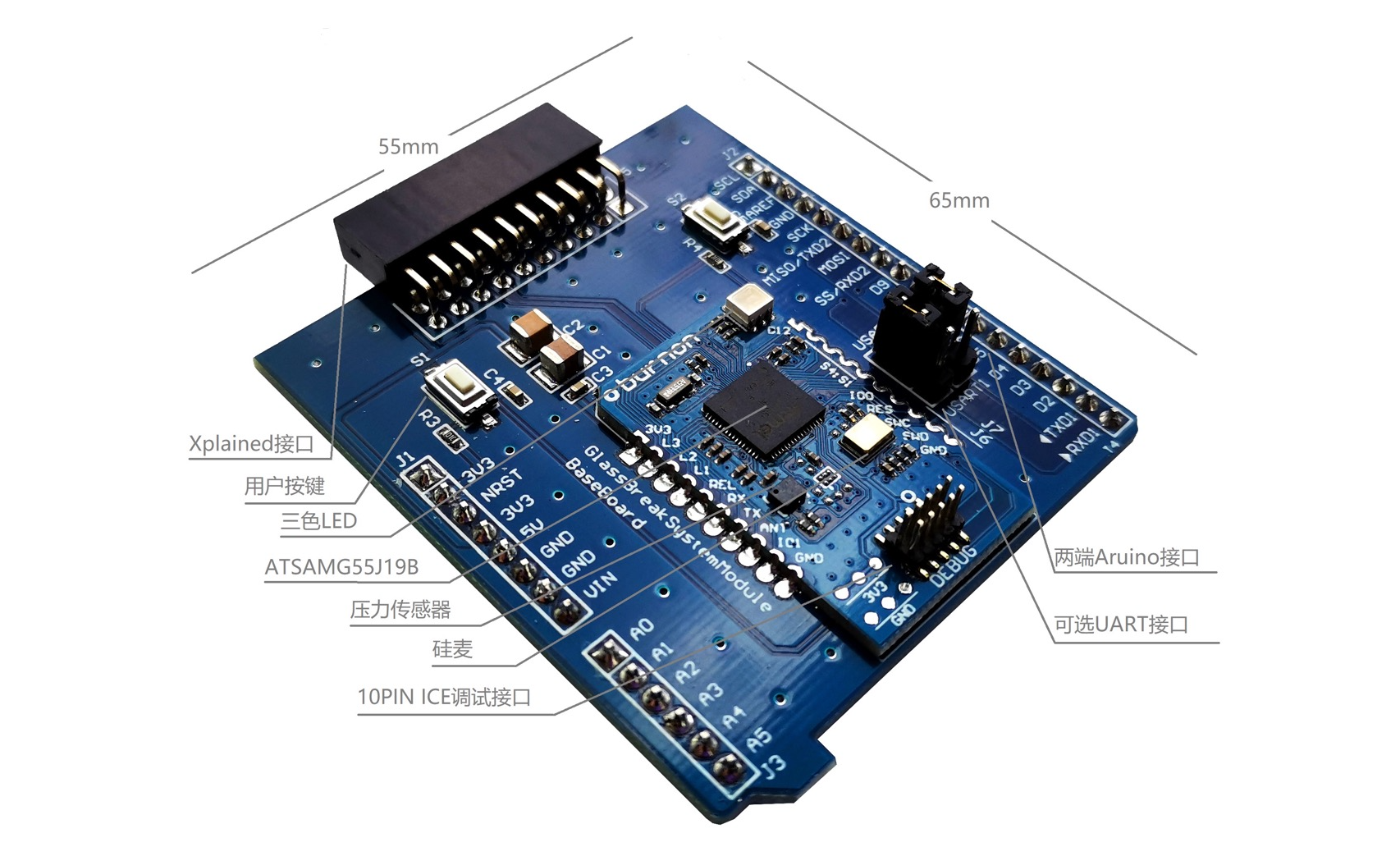 開(kāi)發(fā)板布局及尺寸